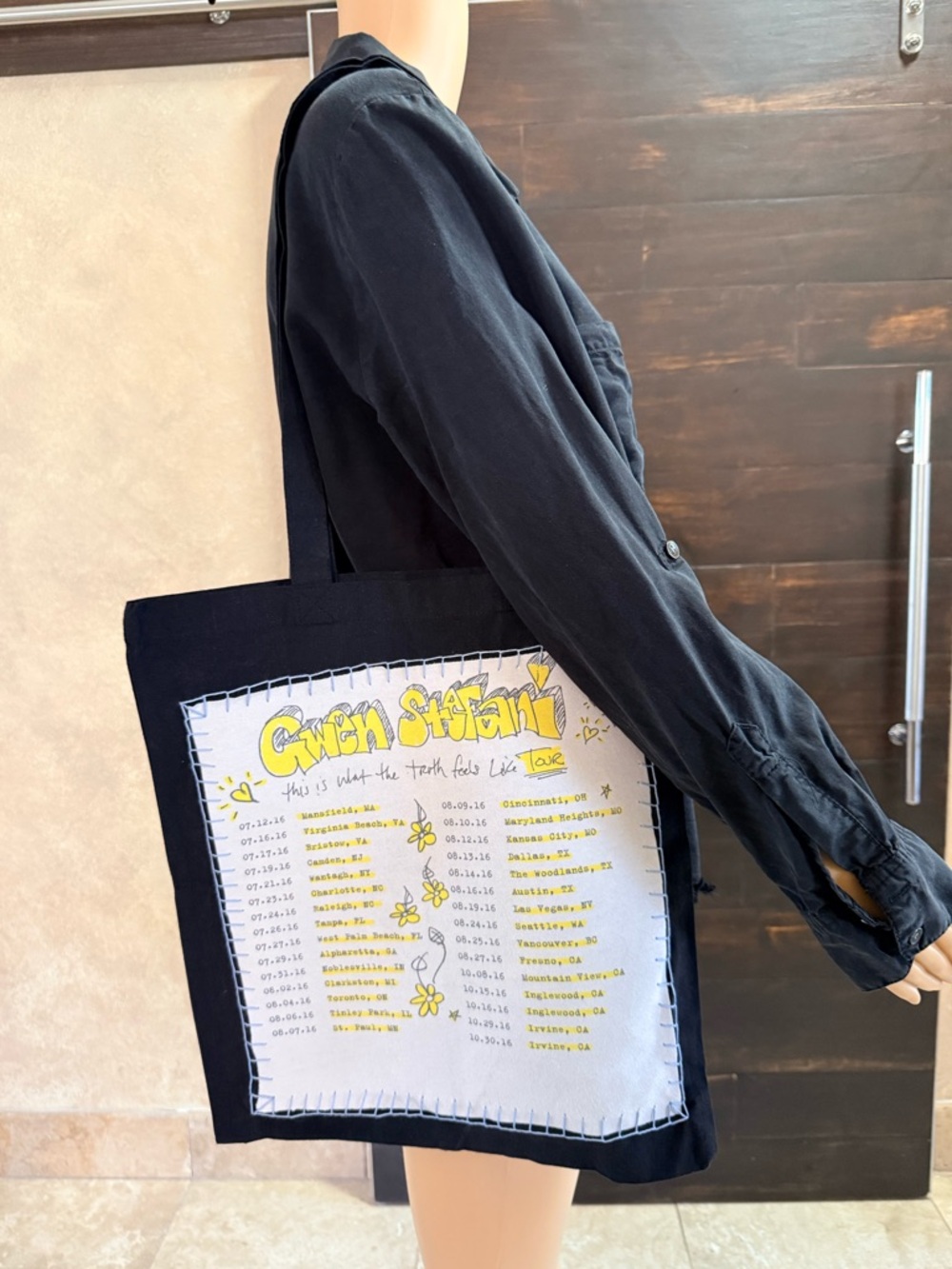 Canvas (Gwen Stefani 2016 Tour) Tote Bag- Black, Size 15x16